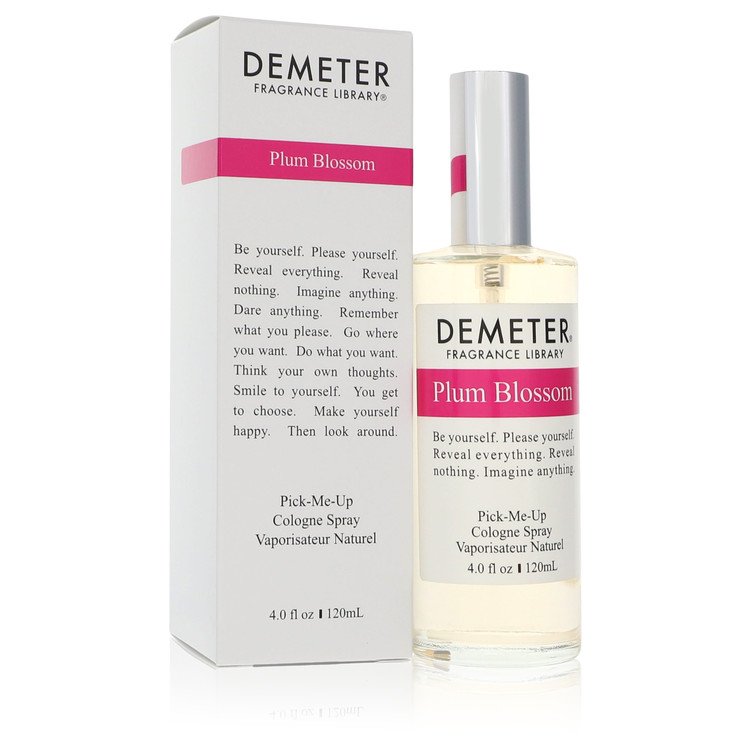 Blue glass bottle of Demeter Plum Blossom Cologne Spray 4 oz / 118 ml for Women by The Fragrance Avenue