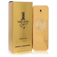 Blue glass bottle with golden accents featuring a minimalist design on a white background by The Fragrance Avenue