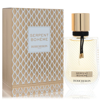 A golden perfume bottle with a snake-shaped cap displayed on a white background by The Fragrance Avenue.