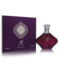 Purple glass bottle of Afnan Turathi Eau de Parfum Spray for Women with gold label on white background by The Fragrance Avenu