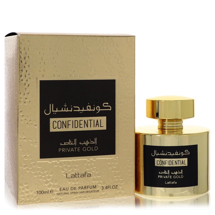 Lattafa Confidential Private Gold Eau De Parfum Spray 3.4 oz (100 ml) Unisex The Fragrance Avenue