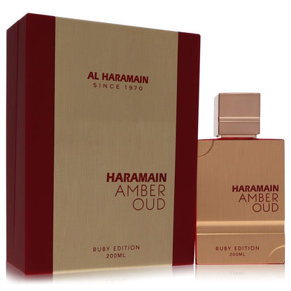 Amber oud ruby eau de parfum spray in glass bottle with gold label, unisex fragrance by The Fragrance Avenue