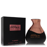 Dark blue bottle of Al Haramain Detour Noir Intense Eau De Parfum Spray 3.4 oz by The Fragrance Avenue