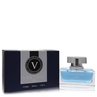 A clear glass perfume bottle with a silver cap and minimalist label, standing on a white background, labeled "Dumont Ventory 
