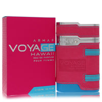 Blue glass bottle of Armaf Voyage Hawaii Eau De Parfum Spray 3.4 oz / 100 ml for Women by The Fragrance Avenue