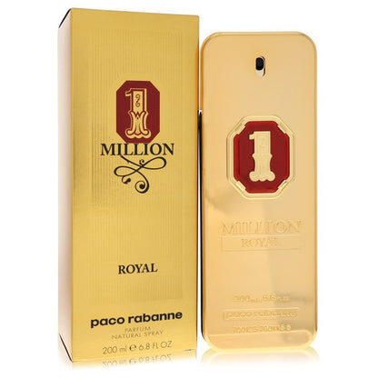Blue glass bottle with gold accents and a royal crown logo, 3.4 oz eau de parfum spray for men by The Fragrance Avenue.