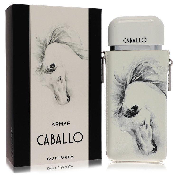 A dark brown leather bottle of Armaf Caballo Eau De Parfum Spray 3.4 oz / 100 ml for Men by The Fragrance Avenue.