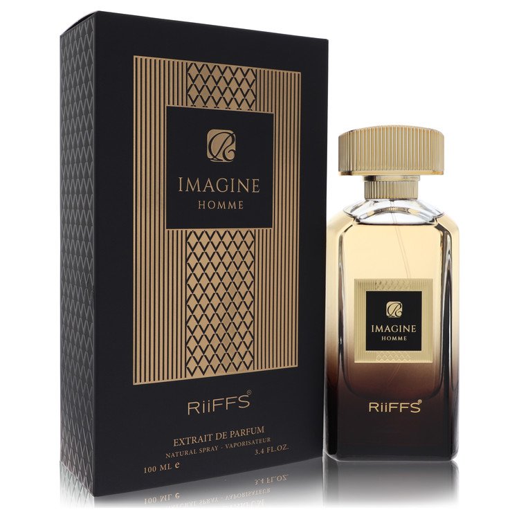 Blue glass bottle of Riiffs Imagine Men Extrait De Parfum Spray 3.4 oz by The Fragrance Avenue