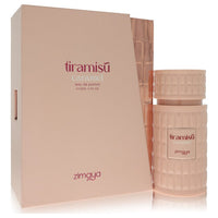 Afnan Zimaya Tiramisu Caramel Eau De Parfum Spray in gold bottle with white label, 3.4 oz by The Fragrance Avenue.