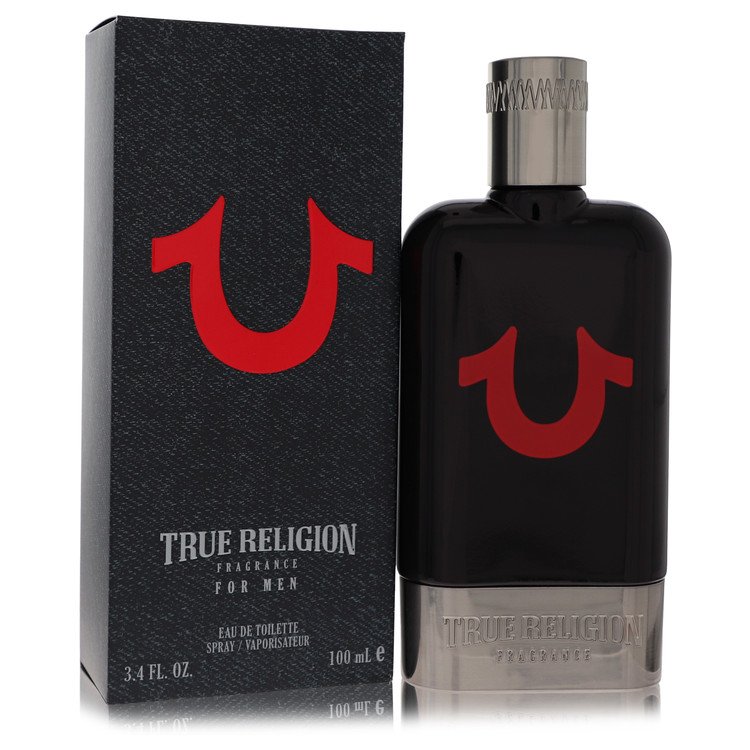 Black eau de toilette spray bottle with silver cap, standing on a wooden surface, 3.4 oz by The Fragrance Avenue
