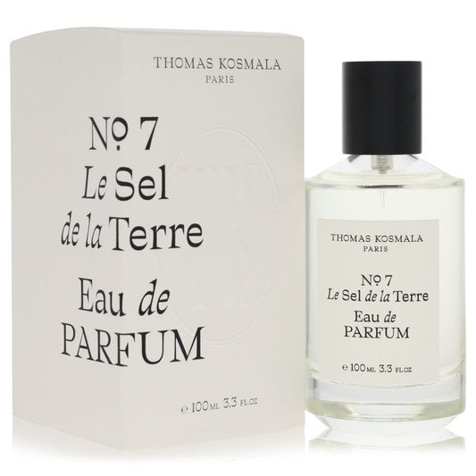 Blue glass bottle with minimalist design and gold accents, Thomas Kosmala Eau De Parfum Spray No.7 for Men 3.3 oz / 100 ml by