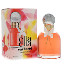 Cacharel Ella Ella Eau De Parfum Spray in gold bottle with floral design, 3.3 oz, by The Fragrance Avenue