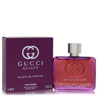 Gucci Guilty Pour Femme Elixir perfume bottle in sleek black glass with gold accents, 2 oz / 60 ml for women by The Fragrance