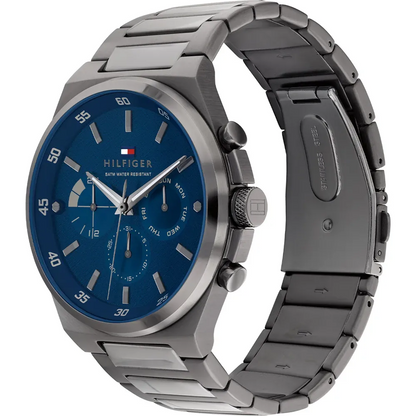 Tommy Hilfiger men's watch with gunmetal steel case and black dial by Alan Frost Watches.