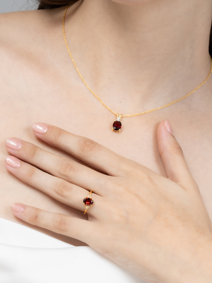 Garnet Pendant Necklace in 18k Gold Vermeil - SJR London Timepiece