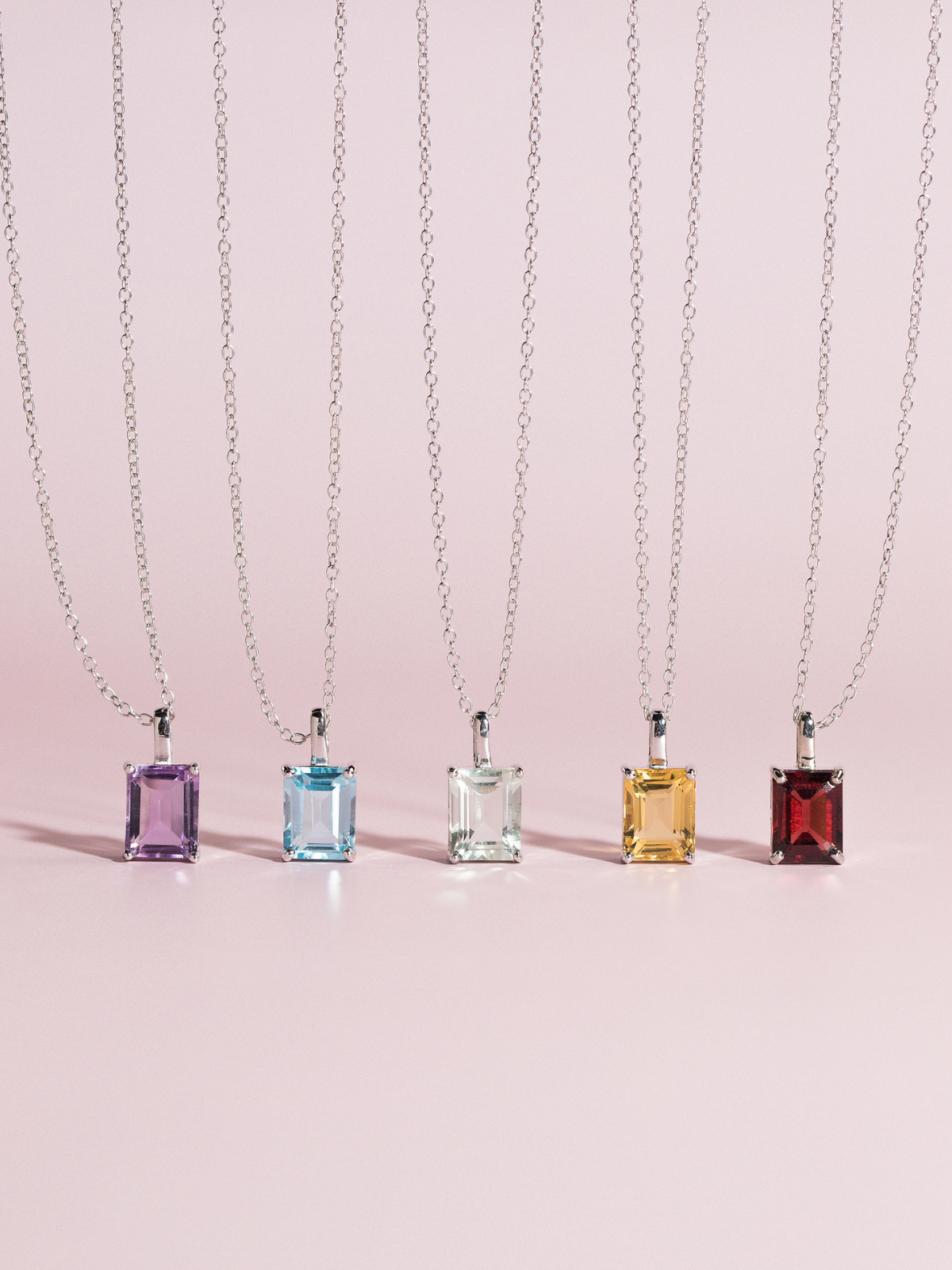 Citrine Emerald Cut Pendant Necklace in Sterling Silver - SJR London Timepiece