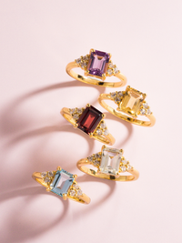 Citrine Emerald Cut Ring in 18k Gold Vermeil - SJR London Timepiece