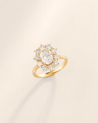 2.5 ct Oval Moissanite Halo Engagement Ring in 18k Gold Vermeil - SJR London Timepiece