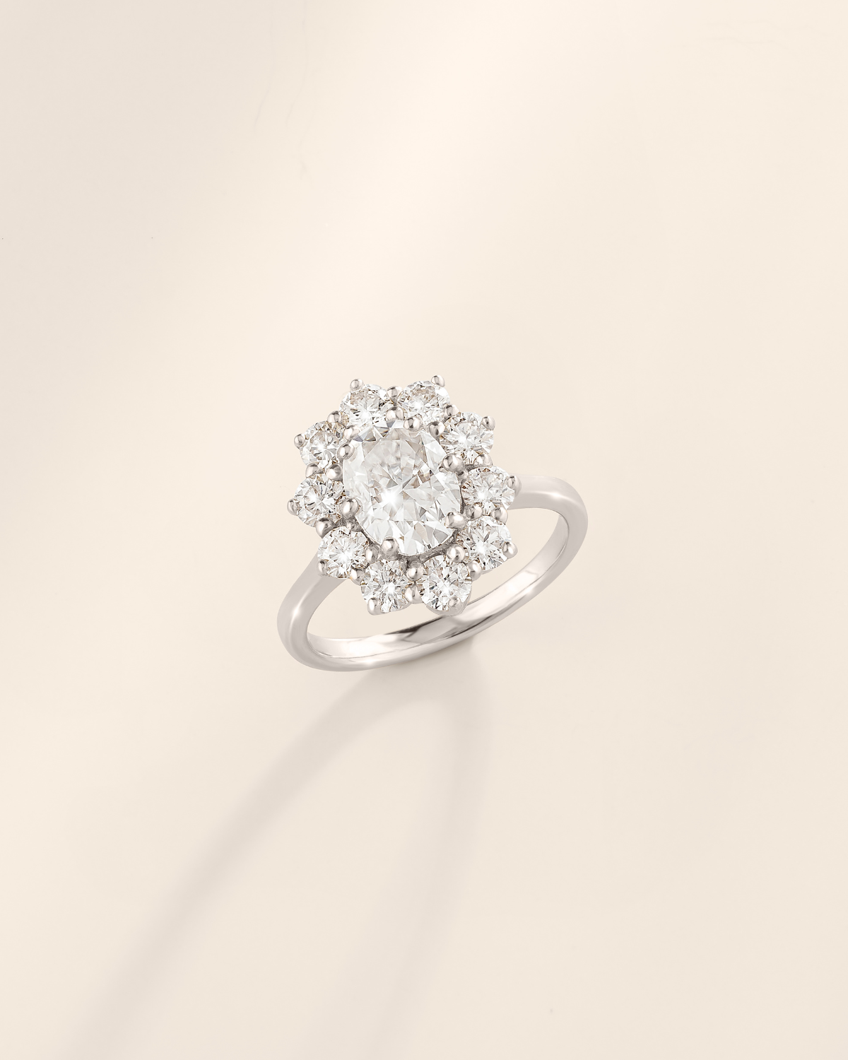 2.5 ct Oval Moissanite Halo Engagement Ring in Sterling Silver - SJR London Timepiece