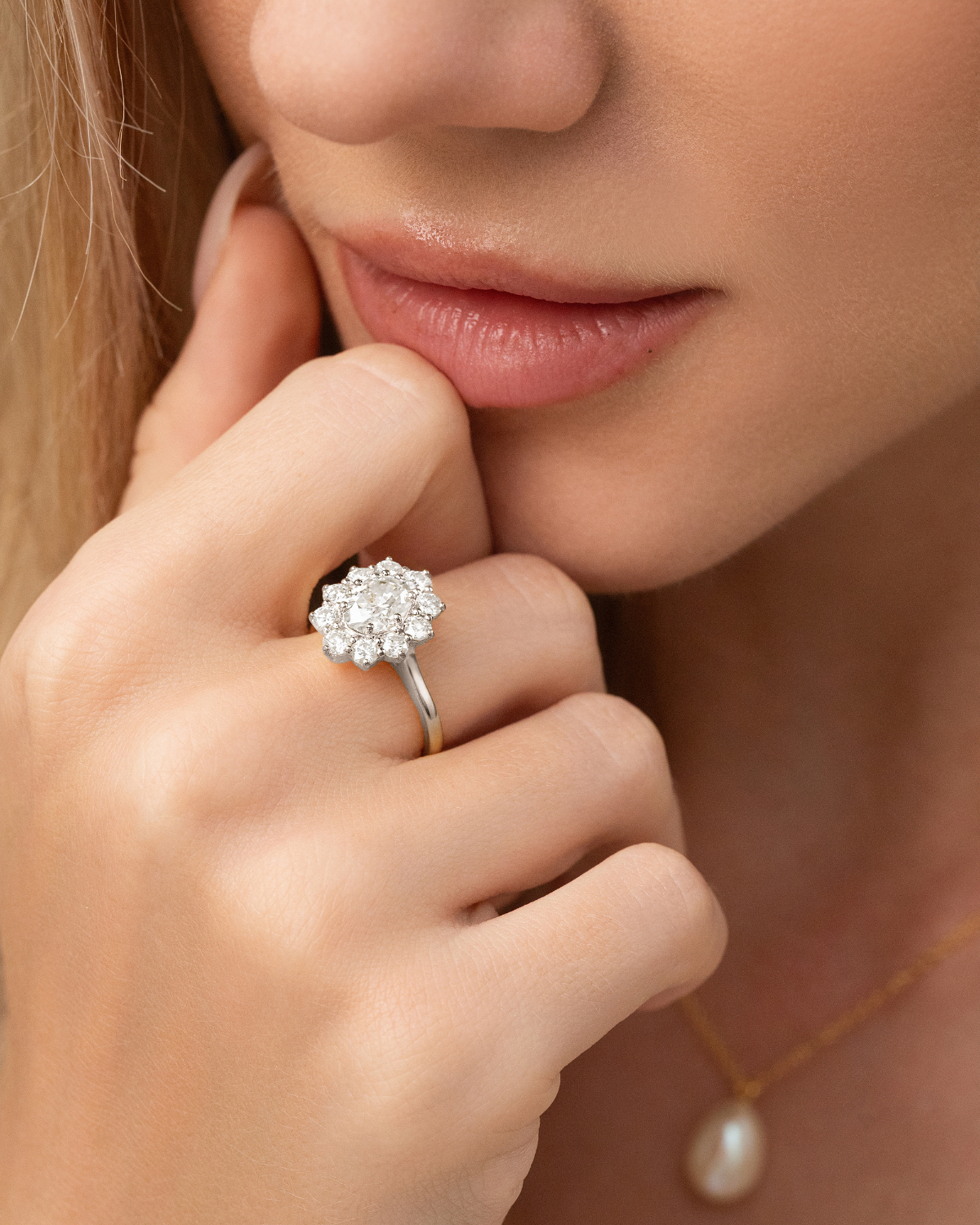 2.5 ct Oval Moissanite Halo Engagement Ring in Sterling Silver - SJR London Timepiece