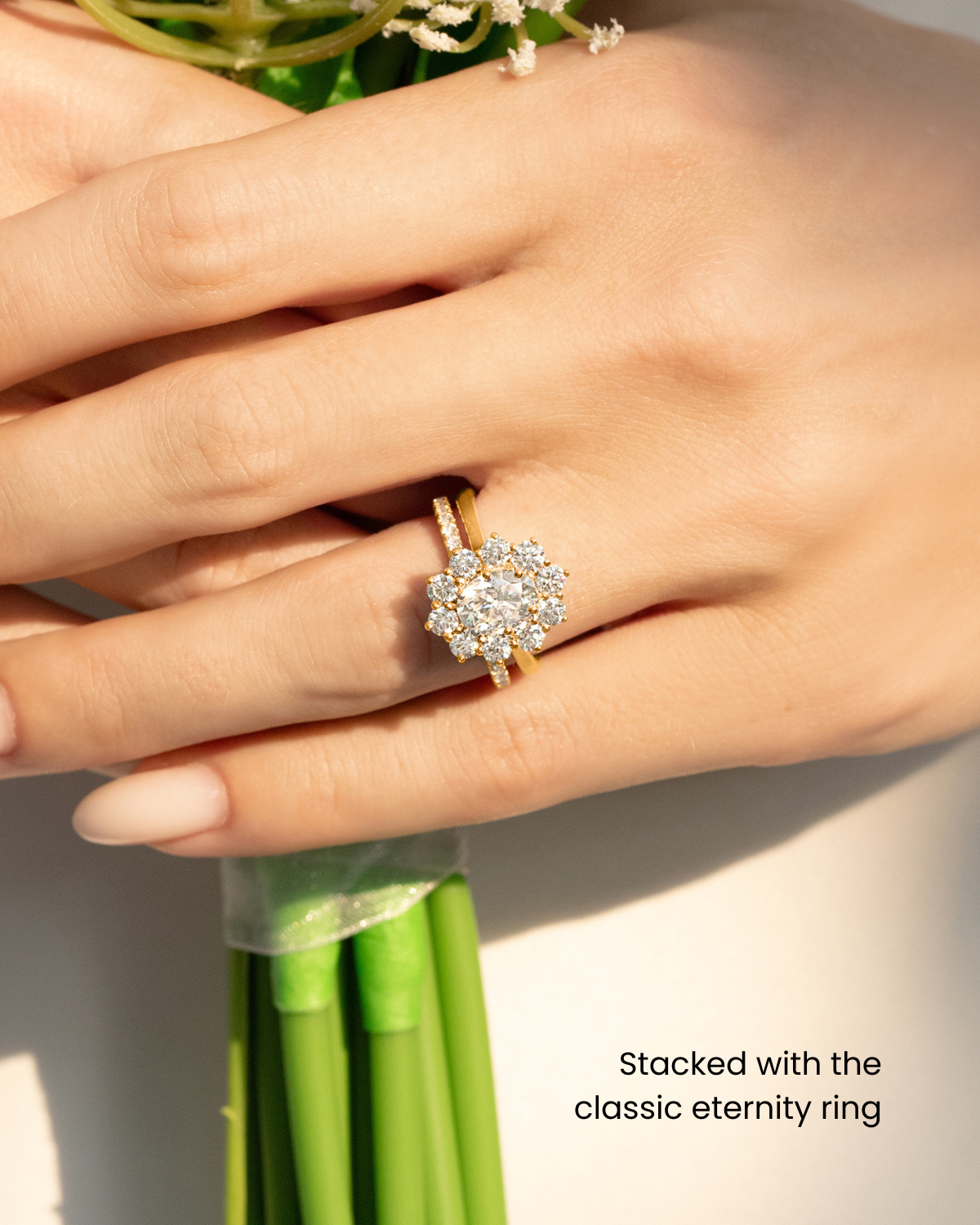 2.5 ct Oval Moissanite Halo Engagement Ring in 18k Gold Vermeil - SJR London Timepiece