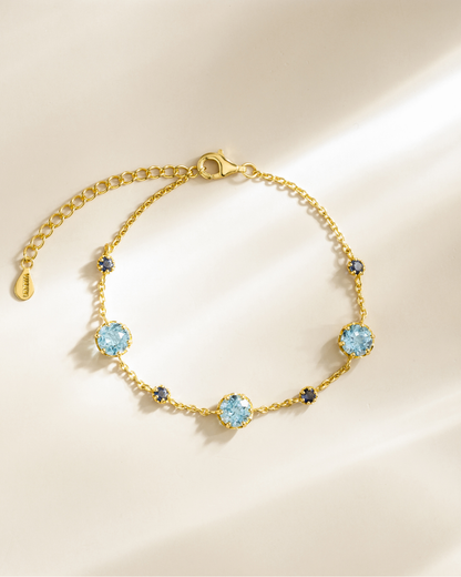 Blue Sapphire & Blue Topaz Jewellery Set in 18k Gold Vermeil - SJR London Timepiece