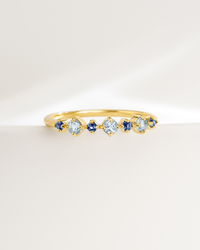 Blue Sapphire & Blue Topaz Stackable Half Eternity Band in 18K Gold Vermeil - SJR London Timepiece