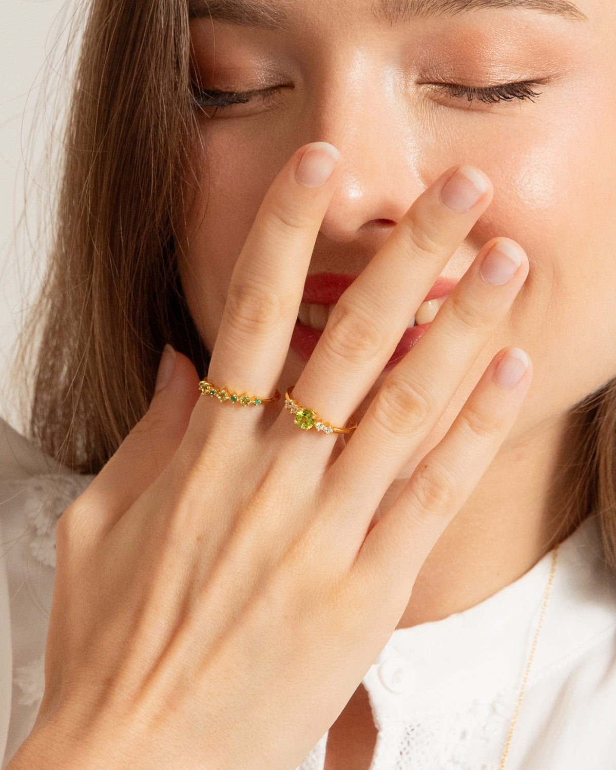 Peridot Five Stone Ring in 18k Gold Vermeil - SJR London Timepiece