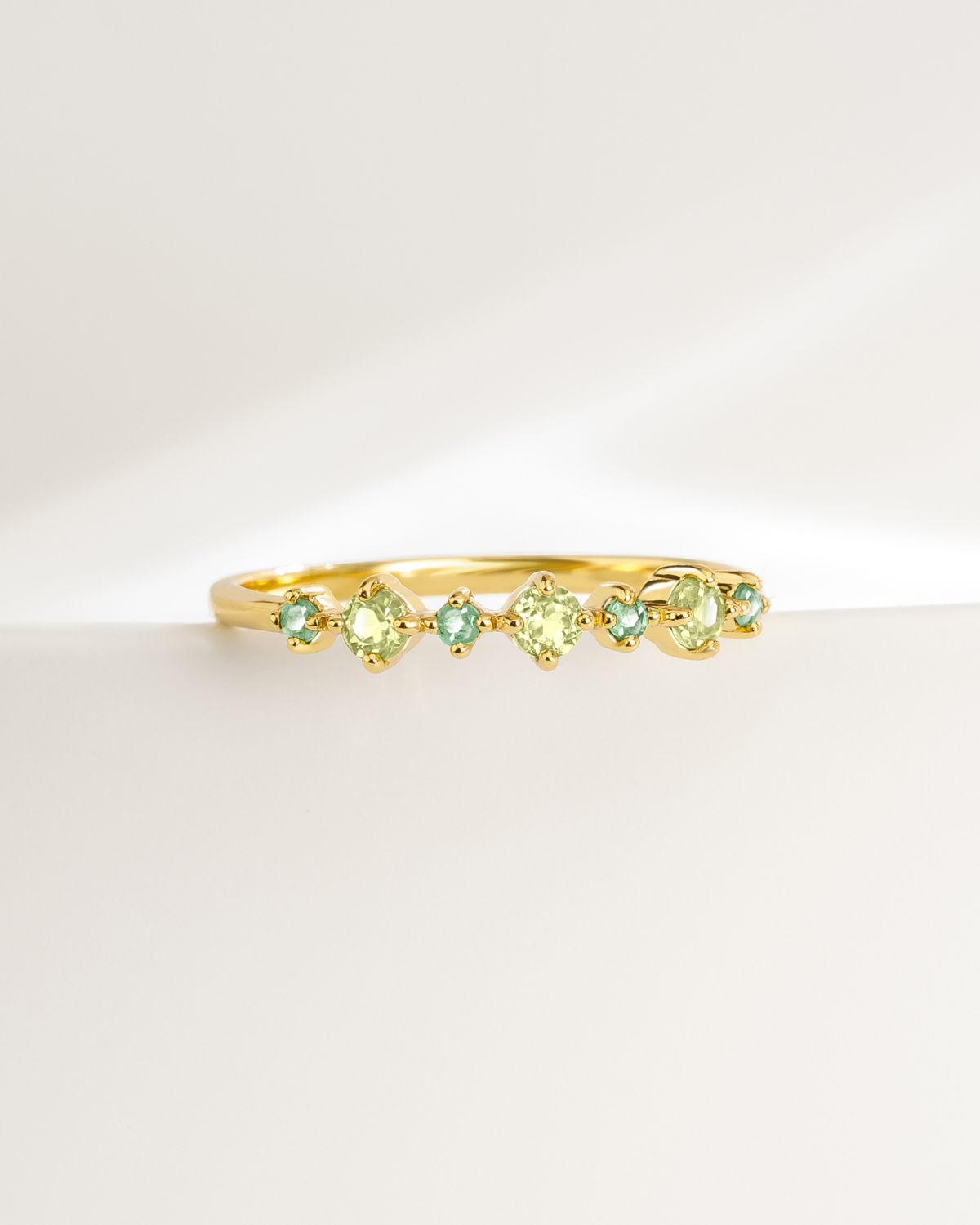 Emerald & Peridot Stackable Half Eternity Band in 18K Gold Vermeil - SJR London Timepiece