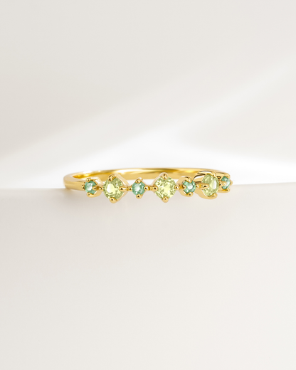 Emerald & Peridot Stackable Half Eternity Band in 18K Gold Vermeil - SJR London Timepiece