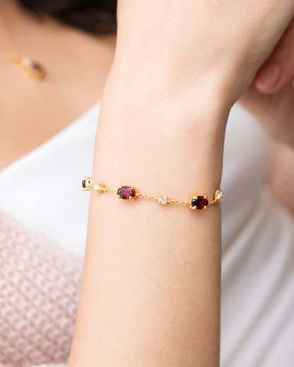 Garnet Bracelet in 18k Gold Vermeil - SJR London Timepiece