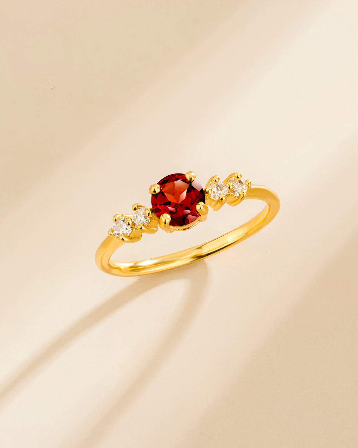 Garnet Five Stone Ring in 18k Gold Vermeil - SJR London Timepiece