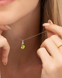 Peridot Pendant Necklace in Sterling Silver - SJR London Timepiece