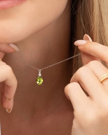 Peridot Pendant Necklace in Sterling Silver - SJR London Timepiece