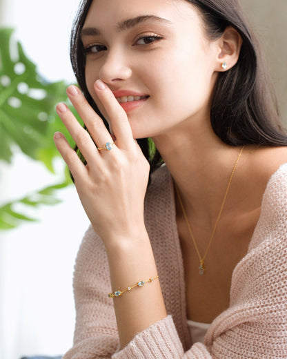 Essential Blue Topaz Jewellery Set in 18k Gold Vermeil - SJR London Timepiece