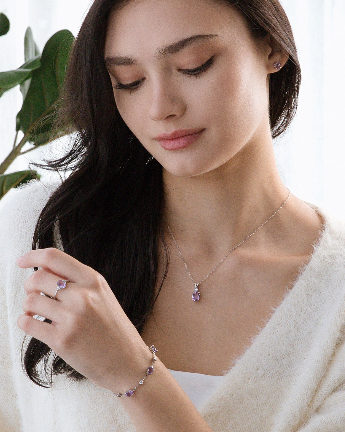 Essential Amethyst Jewellery Set in Sterling Silver - SJR London Timepiece