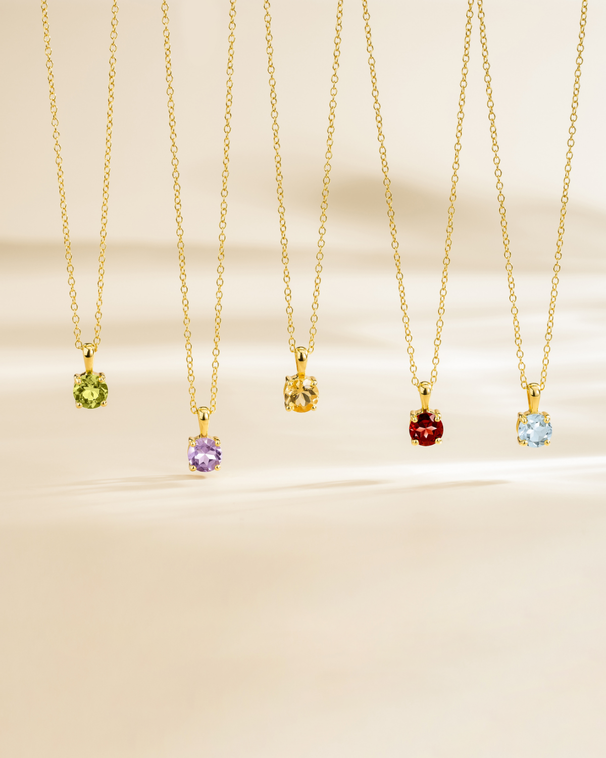 Sky Blue Topaz Solitaire Pendant Necklace in 18k Gold Vermeil - SJR London Timepiece