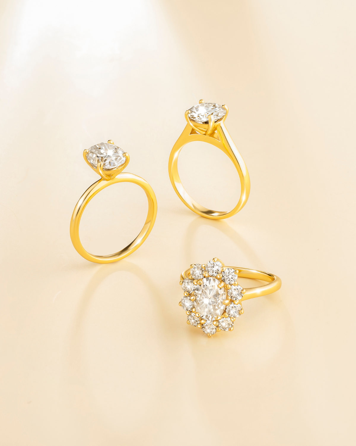 2.5 ct Oval Moissanite Halo Engagement Ring in 18k Gold Vermeil - SJR London Timepiece