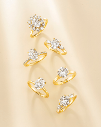 2.5 ct Oval Moissanite Halo Engagement Ring in 18k Gold Vermeil - SJR London Timepiece