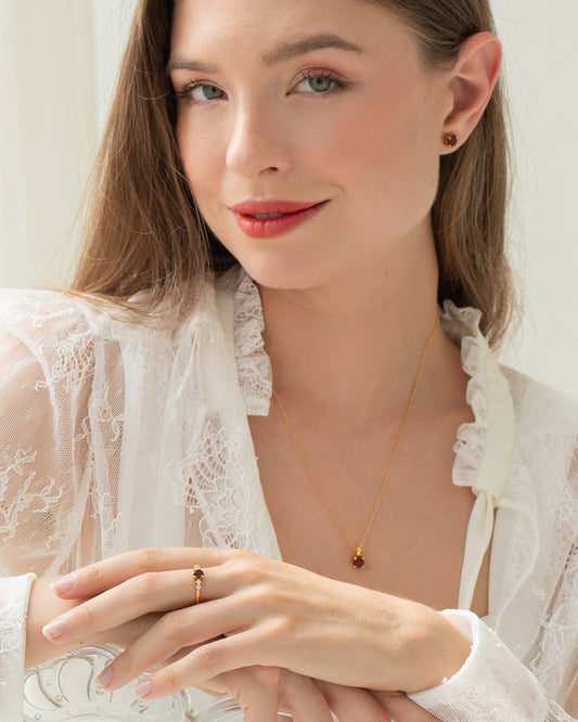 Garnet Five Stone Ring in 18k Gold Vermeil - SJR London Timepiece