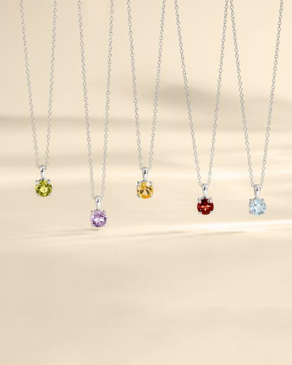 Lavender Amethyst Solitaire Pendant Necklace in Sterling Silver - SJR London Timepiece