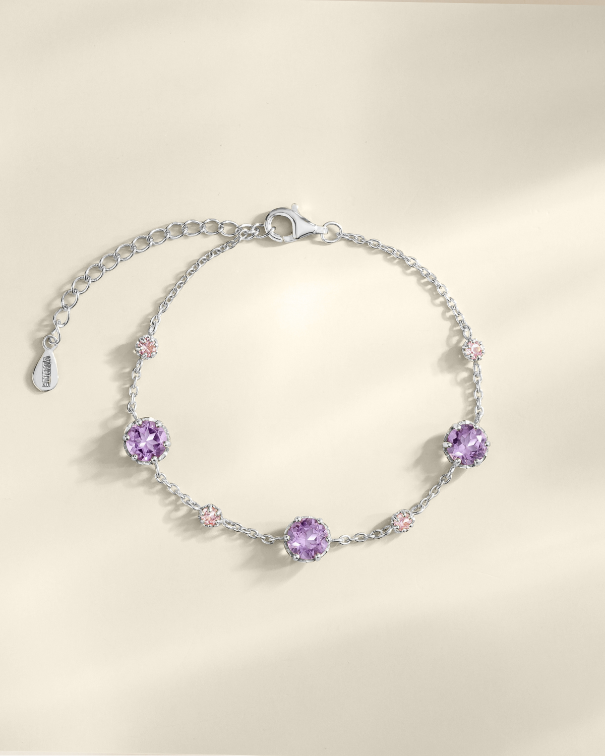 Pink Sapphire & Amethyst Bracelet in Sterling Silver - SJR London Timepiece