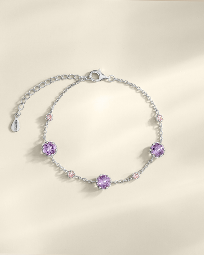 Pink Sapphire & Amethyst Bracelet in Sterling Silver - SJR London Timepiece