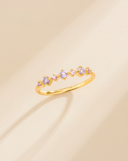 Pink Sapphire & Amethyst Stackable Half Eternity Band in 18k Gold Vermeil - SJR London Timepiece