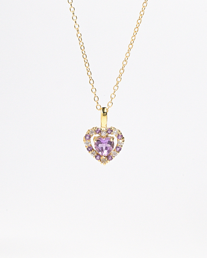 Purple Heart Lavender Amethyst Pendant Necklace in 18k Gold Vermeil - SJR London Timepiece