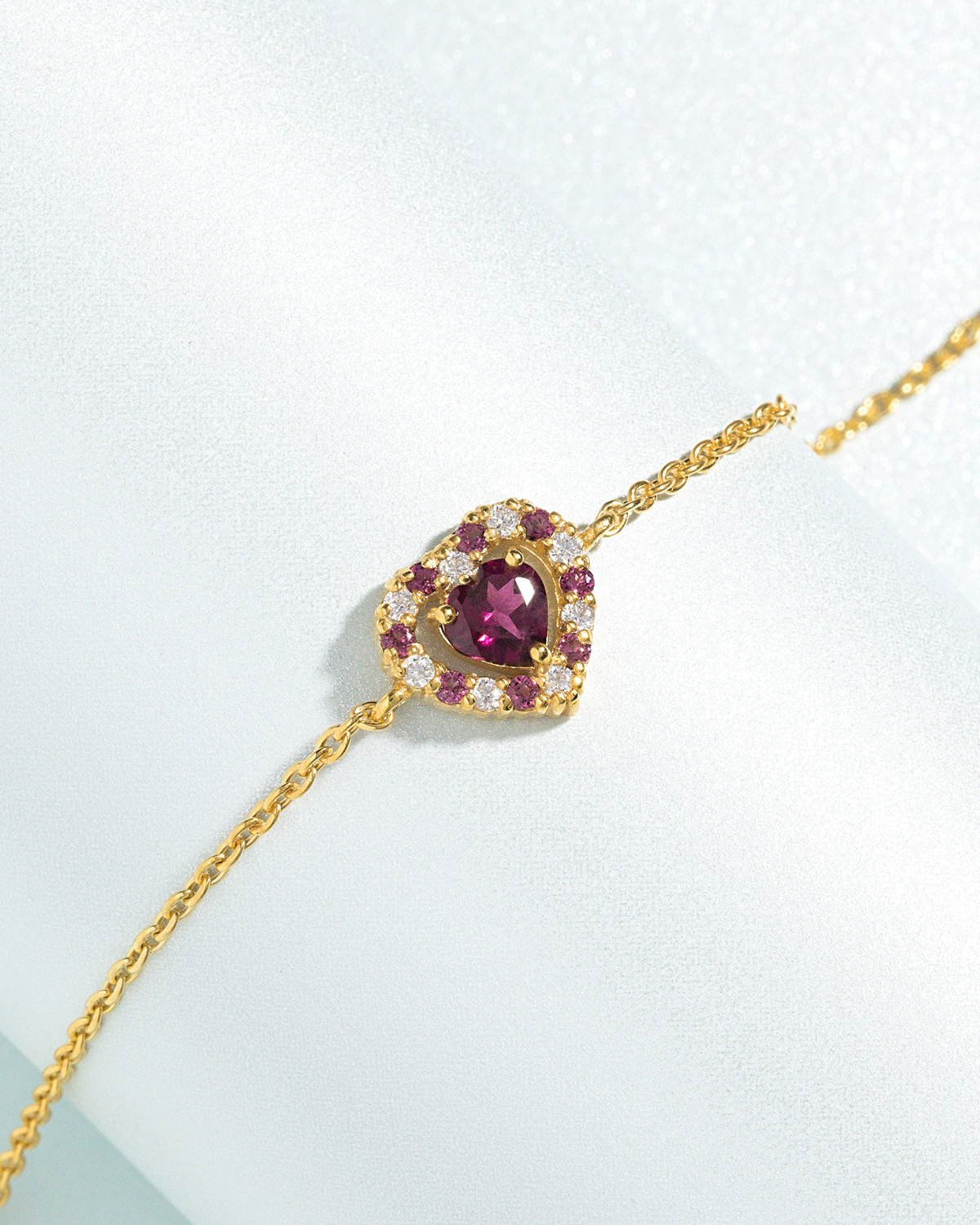 Red Heart Rhodolite Garnet Jewellery Set in 18k Gold Vermeil - SJR London Timepiece