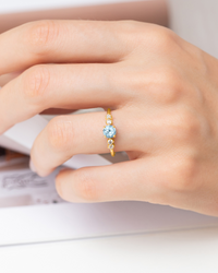 Sky Blue Topaz Five Stone Ring in 18k Gold Vermeil - SJR London Timepiece