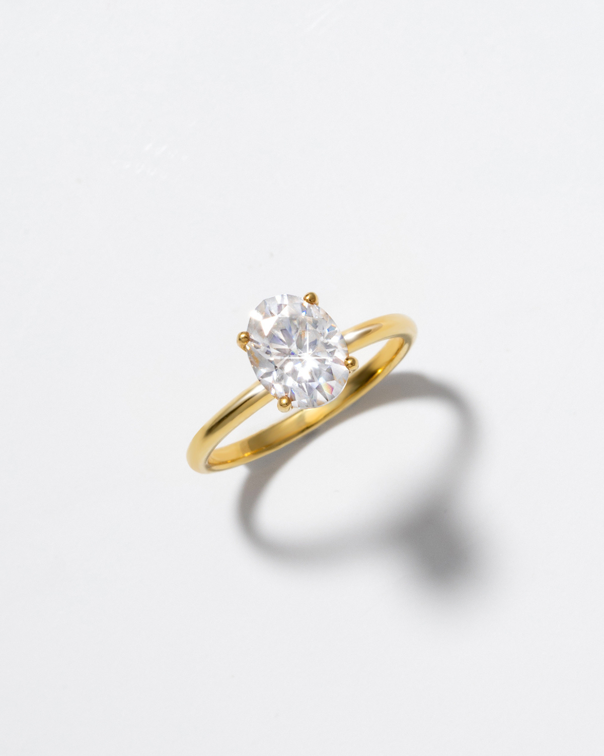 2 ct Oval Solitaire Moissanite Engagement Ring in 18k Gold Vermeil - SJR London Timepiece