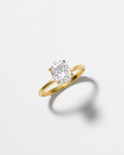 2 ct Oval Solitaire Moissanite Engagement Ring in 18k Gold Vermeil - SJR London Timepiece