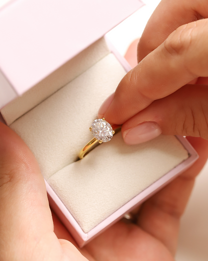 2 ct Oval Solitaire Moissanite Engagement Ring in 18k Gold Vermeil - SJR London Timepiece